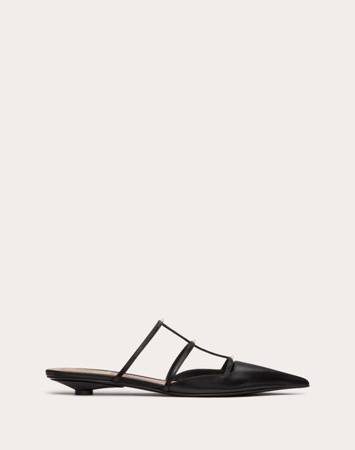 Valentino Garavani - Mule Rockstud Wispy In Vitello 20mm - Nero - Donna - Ballerine