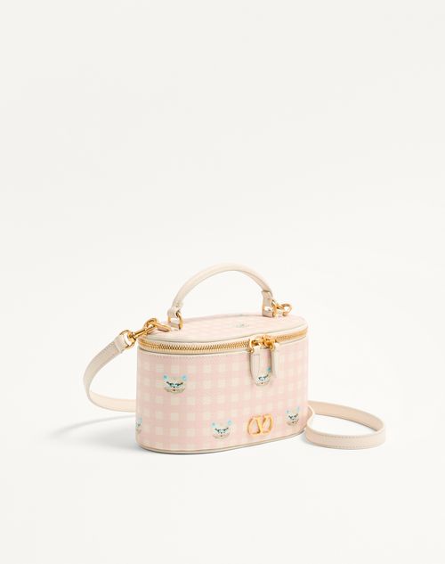 Valentino Garavani - Vlogo Signature Mini Vanity Bag In Le Chat De La Maison Grainy Calfskin - Pink/ivory - Woman - Wallets And Small Leather Goods