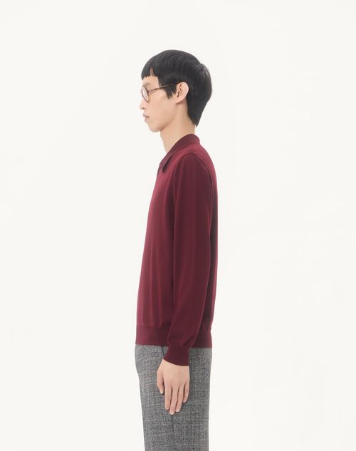 Valentino - Valentino Wool Polo With Vlogo Embroidery - Maroon - Man - Shelf - Mrtw - Wardrobre (daily Forms)