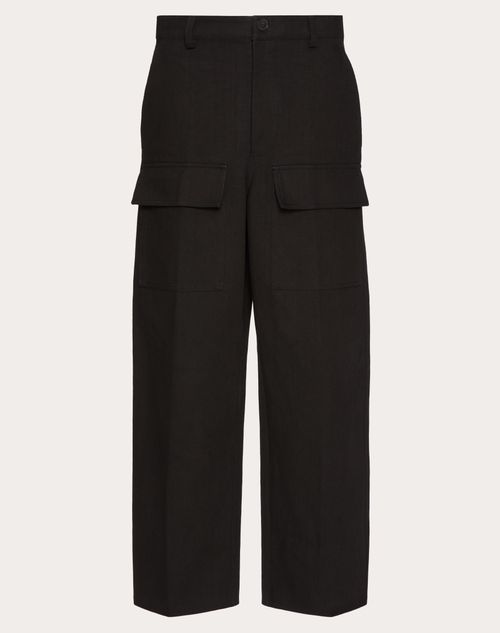 Valentino - Cotton Canvas Cargo Trousers - Black - Man - Trousers And Shorts