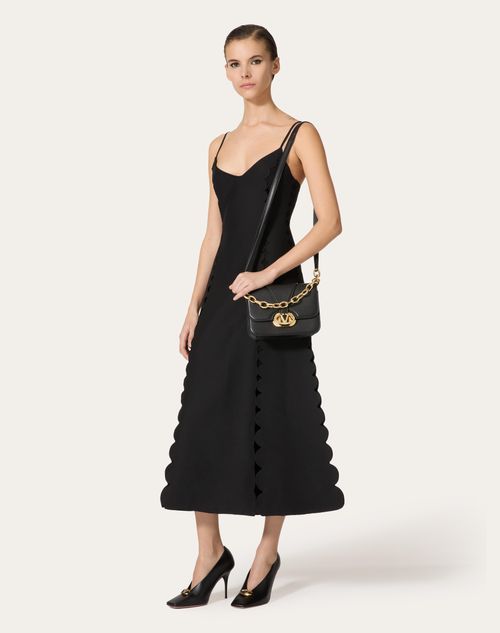 Valentino - Crepe Couture Embroidered Midi Dress - Black - Woman - Dresses
