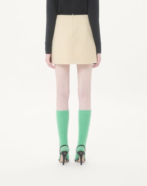 Valentino - Short Skirt In Plain Wool Tweed - Almond/black - Woman - Skirts