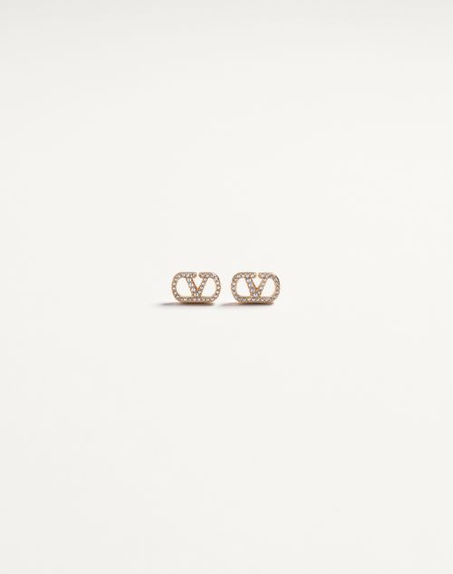 Valentino Garavani - Vlogo Signature Earrings In Metal And Swarovski® Crystals - Gold/crystal - Woman - Jewelry