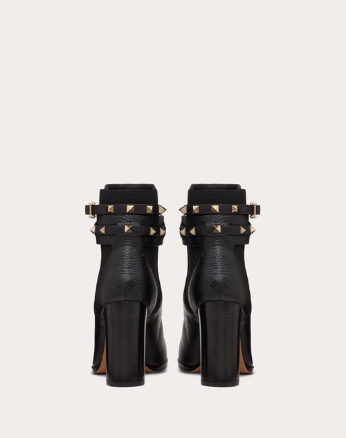rockstud grainy calfskin ankle strap pump 100 mm