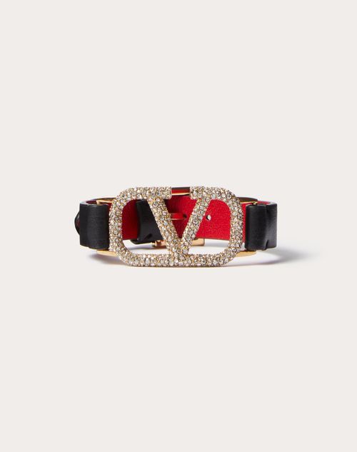 【Valentino】オヴァレット レザー x クリスタル ブレスレット オヴァレット レザー X スワロフスキー® クリスタル