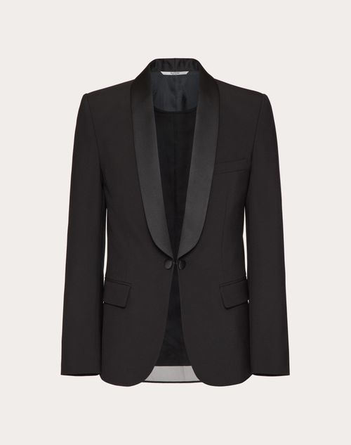 Valentino - Wool Tuxedo Jacket With Inner Chiffon Bib - Black - Man - Coats And Blazers