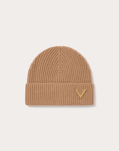 Valentino Garavani - Valentino Cashmere Beanie - Camel - Woman - Hats And Gloves