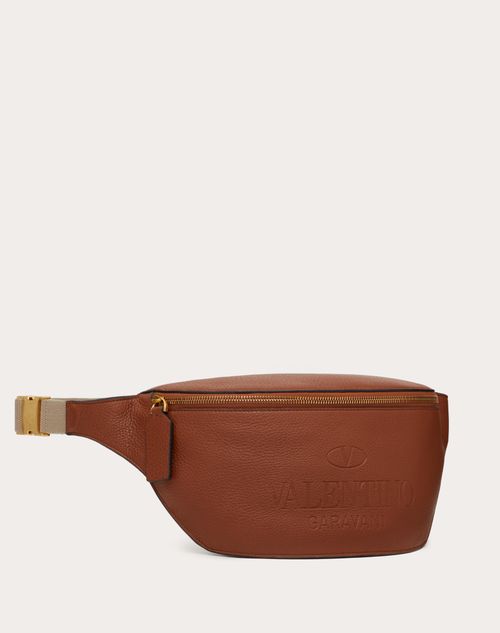 Valentino Garavani - Valentino Garavani Identity Leather Belt Bag - Saddle Brown - Man - Man Bags & Accessories Sale