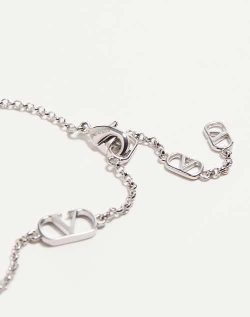 Valentino Garavani - Vlogo Signature Metal And Crystal Necklace - Palladium/crystal - Woman - Jewellery