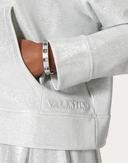 Rockstud Bracelet for Woman in Silver/black Valentino US