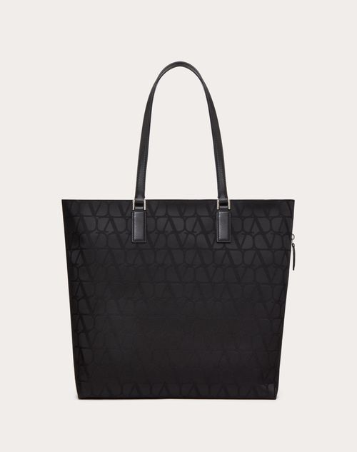 トワル イコノグラフ レザーディテール テクニカルファブリック トートバッグ for メンズ インチ ブラック | Valentino JP