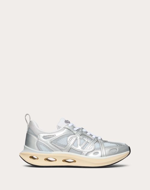 Valentino Garavani - Vlogo Easyjog Sneaker In Mirror And Fabric - White/silver - Woman - Sneakers