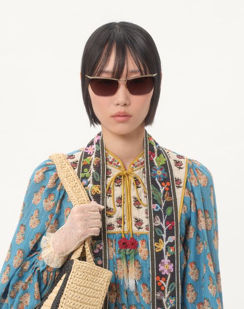 Valentino - Cotton And Lurex Top With Petales D'amour Embroidered Print - Multicolour - Woman - Shirts & Tops
