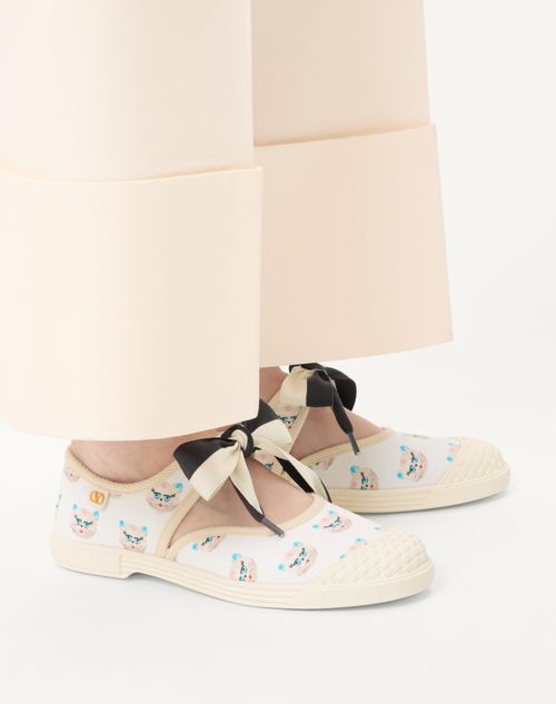 Valentino Garavani - Bay By Bay Ballerina Fabric Sneaker With Le Chat De La Maison Print - White/multicolor - Woman - Sneakers