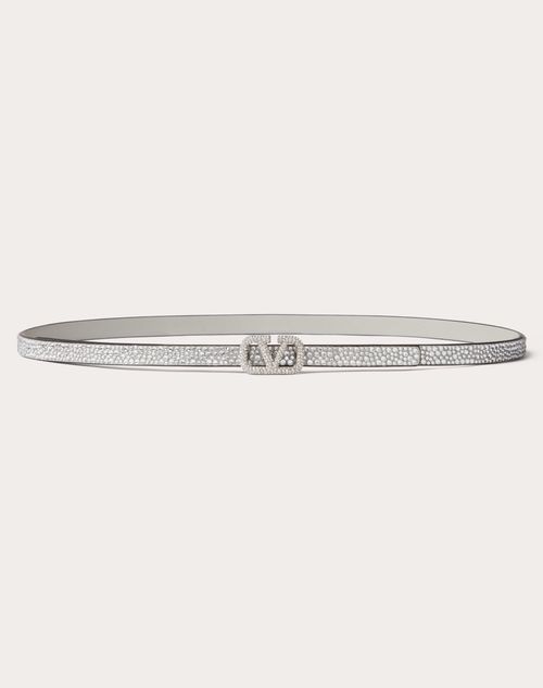 Valentino Garavani - Vlogo Signature Belt With Crystals 10 Mm - Crystal - Woman - Partywear