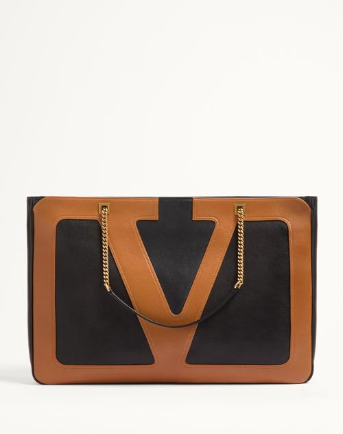 Valentino Garavani - Valentino Garavani Viva Superstar Large Nappa Leather Shopping Bag - Black/spice - Man - Bags