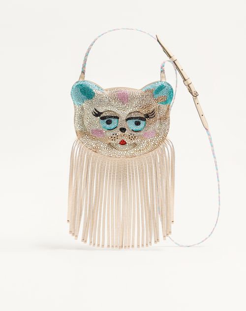Valentino Garavani - Valentino Garavani Le Chat De La Maison Shoulder Bag With Rhinestones - Butter - Woman - Clutches