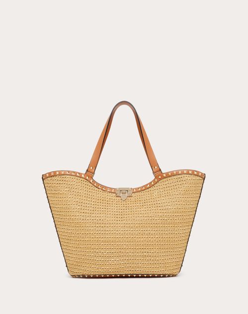 ROCKSTUD WOVEN RAFFIA SHOPPING BAG