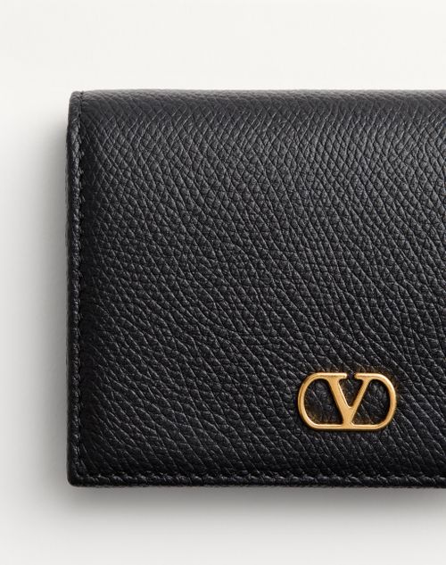 Valentino Garavani - Vlogo Signature Grainy Calfskin Wallet - Black - Woman - Wallets And Small Leather Goods