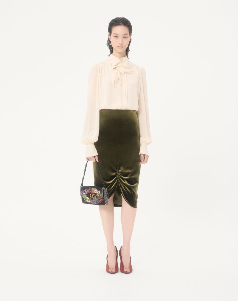 Valentino Embroidered Crepe De Chine Top Woman Vanilla 40