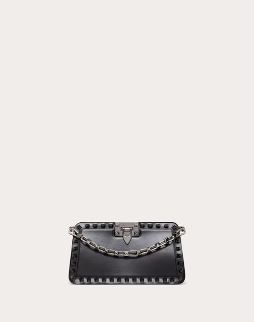 Valentino Garavani - Rockstud Calfskin Clutch - Black - Woman - Mini Bags