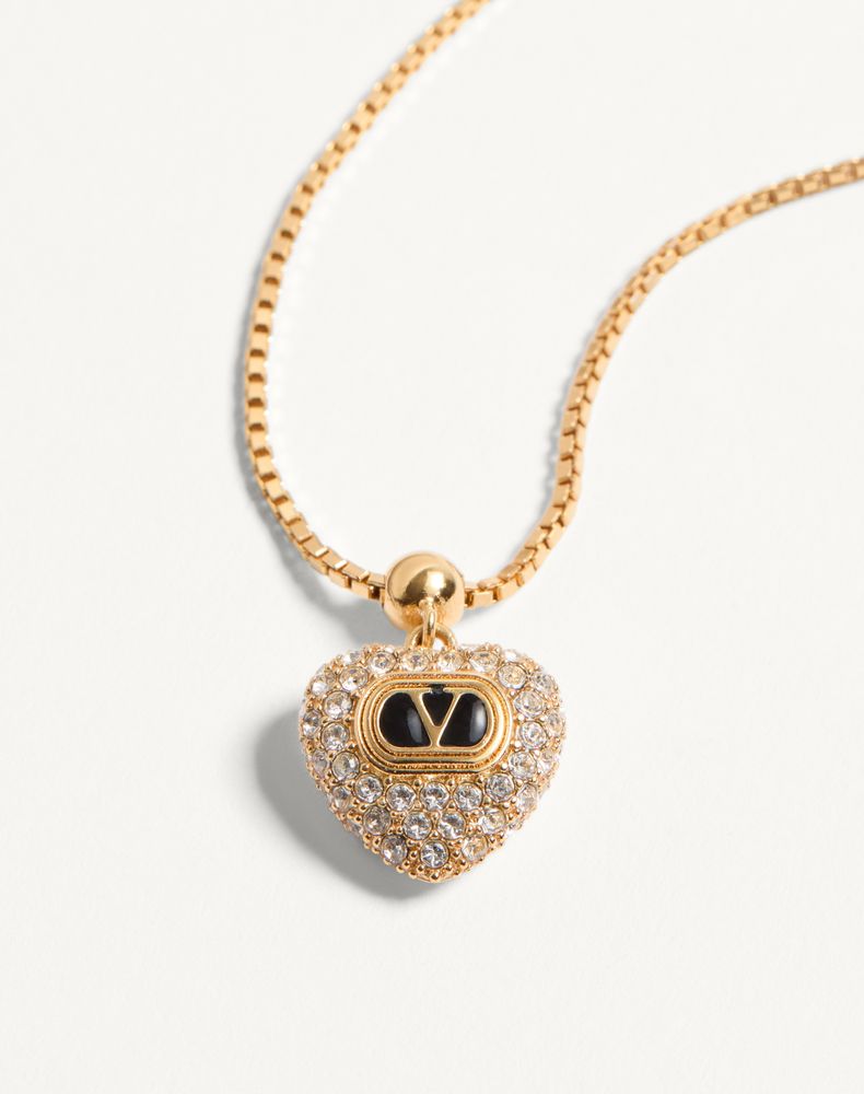 Valentino Garavani Coeur Royal Bracelet In Metal, Enamel And Swarovski Crystals Woman Gold/Crystal M