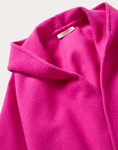 Valentino Garavani - V Detail Wool And Cashmere Poncho With Hood And Metal V Appliqué - Pink Pp - Woman - Soft Accessories
