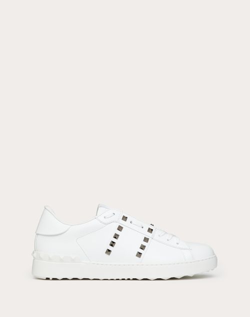 Valentino Garavani - Rockstud Untitled Sneaker In Calfskin Leather - White - Man - Open - M Shoes