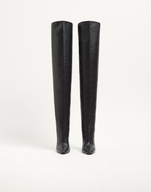 Valentino Garavani - Deboot Over-the-knee Calfskin Boot 105mm - Black - Woman - Shoes