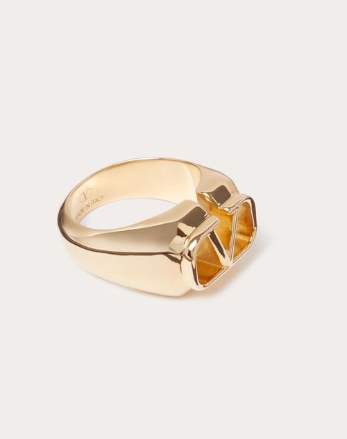 Vlogo Signature Metal Ring for Man in Gold | Valentino US