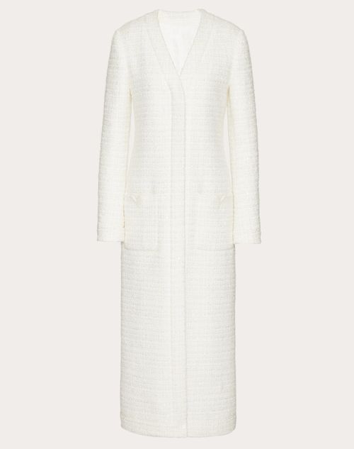 Valentino - Glaze Tweed Coat - Ivory - Woman - Coats And Outerwear