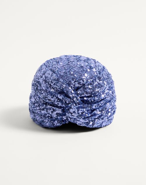 Valentino Garavani - Escape Sequined Turban - Indigo/gold - Woman - Hats And Gloves