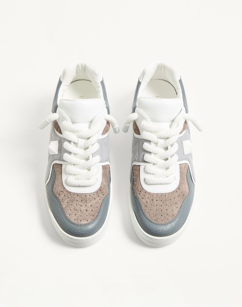 Valentino Garavani - One Stud Xl Low-top Sneaker In Nappa And Crust Leather - White/stone/moon Taupe - Man - Man Shoes Private Promotions