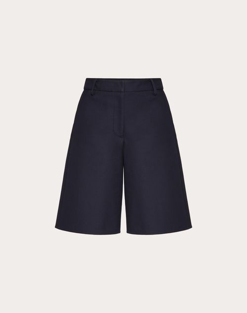 Valentino - Light Double Splittable Gabardine Bermuda Shorts - Navy - Woman - New Shelf - W Pap W1 Delicate