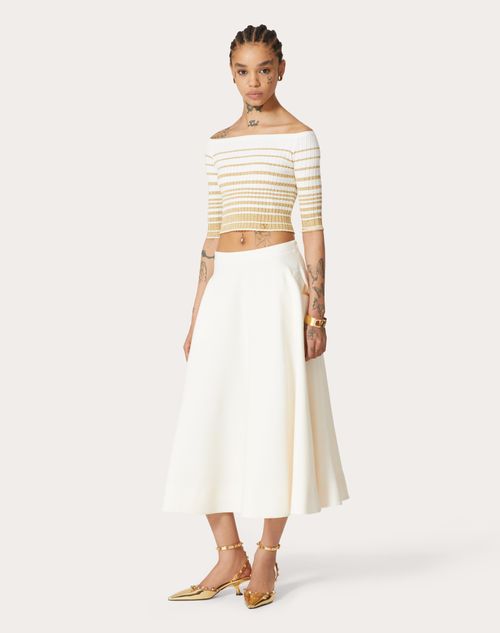 Valentino - Cotton And Lurex Sweater - Ivory/gold - Woman - New Arrivals