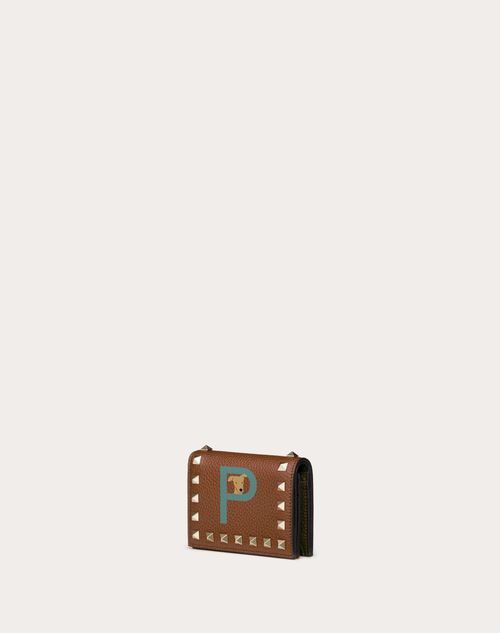 Valentino Garavani - Valentino Garavani Rockstud Pet Customizable Wallet - Saddle Brown/english Green - Woman - Rockstud Pet - Accessories