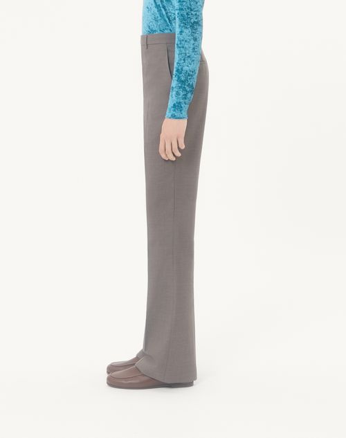 Valentino - Valentino Trousers In Diagonal Melange Wool With Pressed Pleats - Dark Grey - Man - Trousers And Shorts