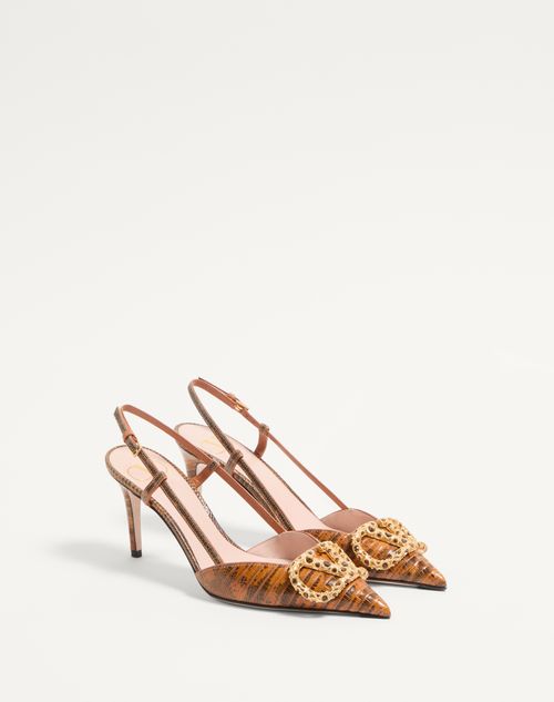 Valentino Garavani - Vlogo Signature Slingback Pumps In Tejus 80mm - Straw/smoked Topaz - Woman - Gifts For Her