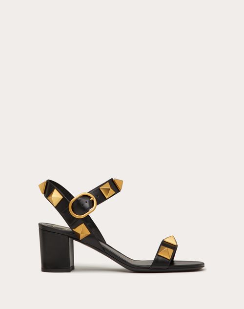 Valentino Garavani - Roman Stud Calfskin Sandal 60 Mm - Black - Woman - Roman Stud Sandals - Shoes