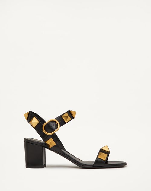 Valentino Garavani - Sandalias Roman Stud De Piel De Becerro Con Tacón De 60 mm - Negro - Mujer - Roman Stud Sandals - Shoes