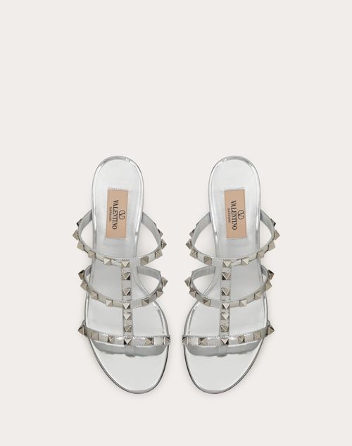 Rockstud Mirror-effect Slide Sandal 60mm for Woman in Silver Rockstud Mirror-effect Slide Sandal 60mm for Woman in Silver