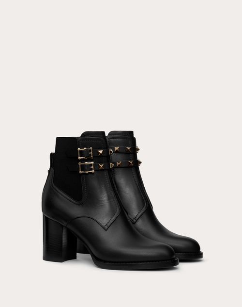 Valentino Garavani - Rockstud Calfskin Ankle Boot 70 Mm - Black - Woman - Boots