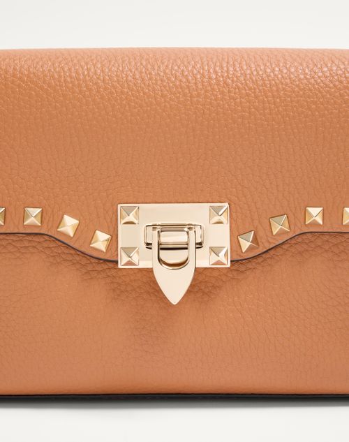 Valentino Garavani - Small Rockstud Grainy Calfskin Crossbody Bag - Almond - Woman - Bags