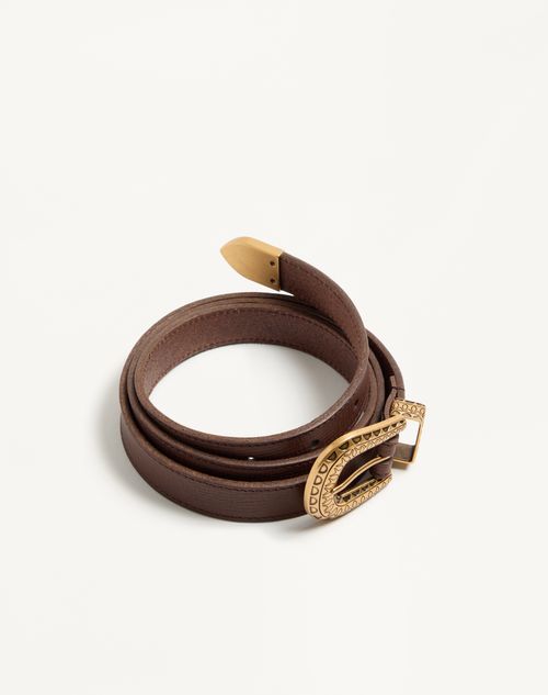 Valentino Garavani - Vlogo Signature Calfskin Belt 20 Mm - Chocolate - Man - Belts