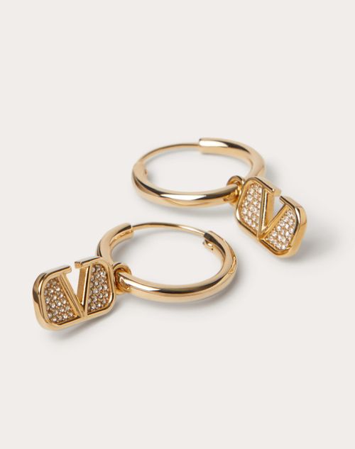 Valentino Garavani - Vlogo Signature Metal And Swarovski® Crystal Earrings - Gold - Woman - Jewelry