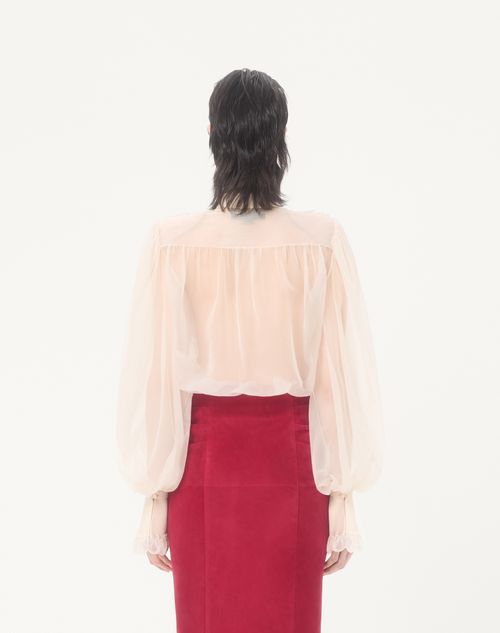 Valentino - Embroidered Organza Shirt - Vanilla - Woman - Shirts And Tops