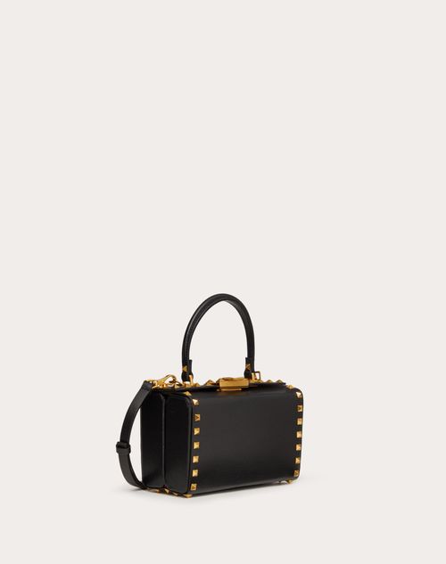 Valentino Garavani - Rockstud Grainy Calfskin Box Bag - Black - Woman - Top Handle Bags