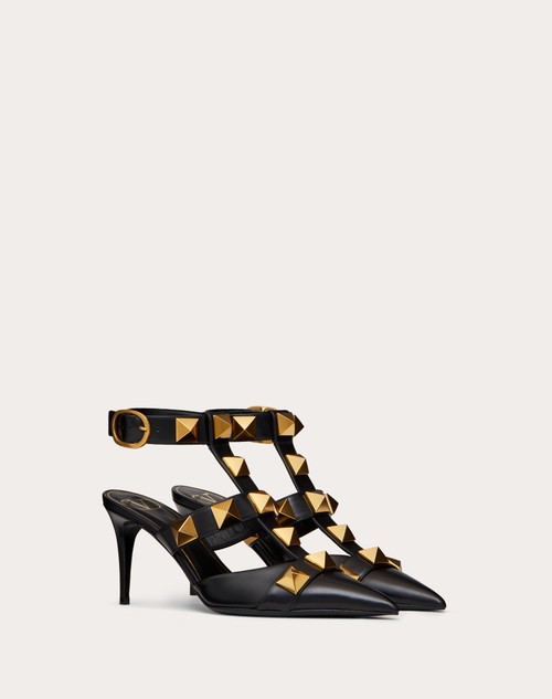 VALENTINO GARAVANI- Roman Stud Leather Slingback Pumps- Woman-  - Black