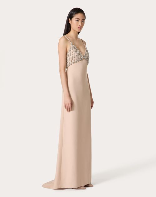 Valentino - Embroidered Couture Cady Long Dress - Poudre/silver - Woman - Gowns