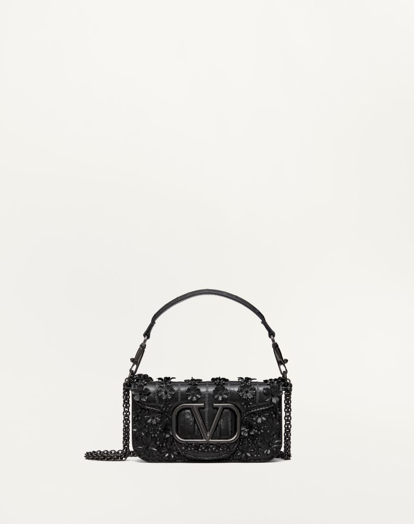 Valentino Handbags Borsa Piccola A Spalla Valentino Garavani Locò Ricamata In Anguilla per Donna in Nero | Valentino IT